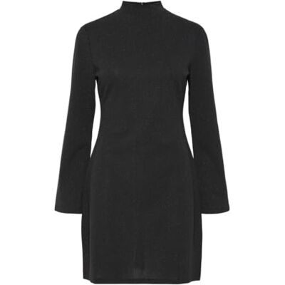 17154226 PIECES PCPAIGE Reem LS Mock Neck Dress BC, Czarny/szczegóły: srebrny lurex, S 17154226 PIECES PCPAIGE Reem LS Mock Neck Dress BC, Czarny/szczegóły: srebrny lurex, S