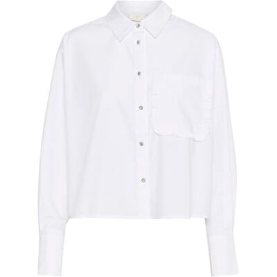 10509426 KAFFE Damska koszula Boxy Fit Pleats Above Hip Length długi rękaw guziki damskie, Biały optyczny, 34 10509426 KAFFE Damska koszula Boxy Fit Pleats Above Hip Length długi rękaw guziki damskie, Biały optyczny, 34