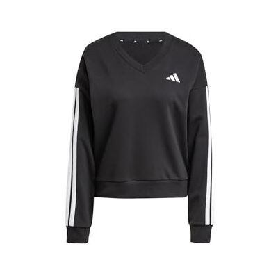 JE0027 adidas dames ESSENTIALS 3 STRIPES FRENCH TERRY V-NECK SWEATSHIRT, black/white, XS JE0027 adidas dames ESSENTIALS 3 STRIPES FRENCH TERRY V-NECK SWEATSHIRT, black/white, XS