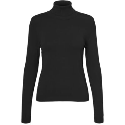 10300472 VERO MODA Vmhappiness Ls Rollnk Pullove Ga Noos damski sweter, czarny/Black, XS 10300472 VERO MODA Vmhappiness Ls Rollnk Pullove Ga Noos damski sweter, czarny/Black, XS