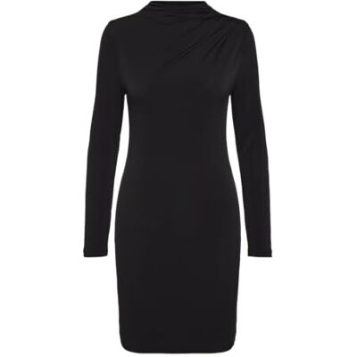17153520 PIECES Damska sukienka Pcmadison Ls Draped Dress Noos Bc, czarny, M 17153520 PIECES Damska sukienka Pcmadison Ls Draped Dress Noos Bc, czarny, M