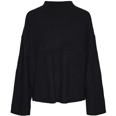 17154374_Black PIECES Damski sweter z wysokim kołnierzem PCTULLE, czarny, XS 17154374_Black PIECES Damski sweter z wysokim kołnierzem PCTULLE, czarny, XS