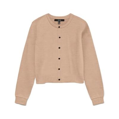 10335317-4886459 VERO MODA Vmvicky Ls O-Neck Button Cardigan Noos, silver mink, L 10335317-4886459 VERO MODA Vmvicky Ls O-Neck Button Cardigan Noos, silver mink, L