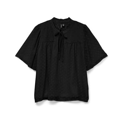 10325309-4775655 Vero Moda Vmleah SS Lace Top WVN Ga Noos, czarny, XS 10325309-4775655 Vero Moda Vmleah SS Lace Top WVN Ga Noos, czarny, XS