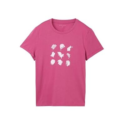 1041569 TOM TAILOR Damski Basic T-shirt z nadrukiem kwiatowym, 35275 Bujna orchidea, L 1041569 TOM TAILOR Damski Basic T-shirt z nadrukiem kwiatowym, 35275 Bujna orchidea, L