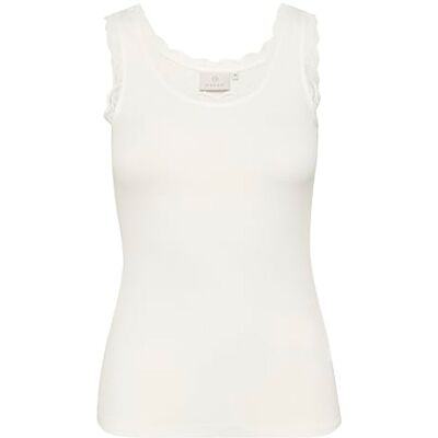 10510143 KAFFE Damski Tank Top Scoop Neck Lace Rib Jersey Slim Fit Hip Length, kreda, XXL 10510143 KAFFE Damski Tank Top Scoop Neck Lace Rib Jersey Slim Fit Hip Length, kreda, XXL