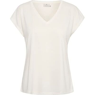 10504040-110602-XS KAFFE KAlise T-shirt damski z krótkim rękawem, dekolt w serek, koszulka basic, magnezja, XS 10504040-110602-XS KAFFE KAlise T-shirt damski z krótkim rękawem, dekolt w serek, koszulka basic, magnezja, XS