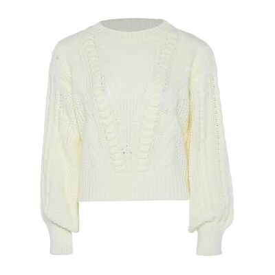 110101-000063 Blonda Damski sweter Vintage Twist Shag sweter wełniany biały rozmiar M/L, biały (wollweiss), M 110101-000063 Blonda Damski sweter Vintage Twist Shag sweter wełniany biały rozmiar M/L, biały (wollweiss), M