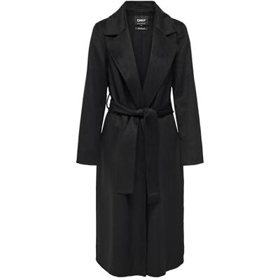 15338295 ONLY Onlbelina Belted Handmade Wool Coat OTW płaszcz damski, czarny, M 15338295 ONLY Onlbelina Belted Handmade Wool Coat OTW płaszcz damski, czarny, M