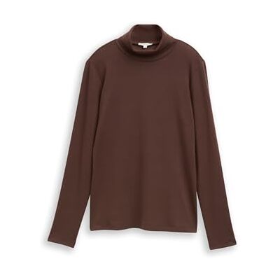 1043142 Tom Tailor Damska koszulka z długim rękawem z golfem, 27506 Dark Pecan Brown, L 1043142 Tom Tailor Damska koszulka z długim rękawem z golfem, 27506 Dark Pecan Brown, L