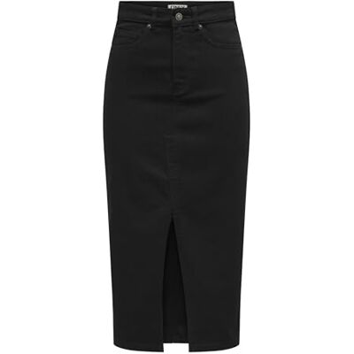15324365-4507661 ONLY Onlsiri Front Slit Skirt DNM Gua Noos, czarny, S 15324365-4507661 ONLY Onlsiri Front Slit Skirt DNM Gua Noos, czarny, S