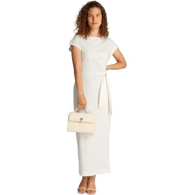 WW0WW45159YBLXS TOMMY HILFIGER Damska sukienka KNOT BOAT-NK MIDI SS WW0WW45159, biała, XS, Biały (Ecru), XS WW0WW45159YBLXS TOMMY HILFIGER Damska sukienka KNOT BOAT-NK MIDI SS WW0WW45159, biała, XS, Biały (Ecru), XS