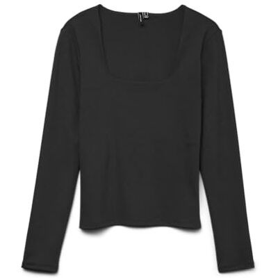 10334613-4831811 VERO MODA Vmmillion Ls Square Neck Top JRS Noos, czarny, S 10334613-4831811 VERO MODA Vmmillion Ls Square Neck Top JRS Noos, czarny, S