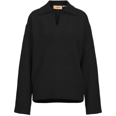 12245459 Jack & Jones JXARIELLA koszulka polo z dzianiny, czarny, S 12245459 Jack & Jones JXARIELLA koszulka polo z dzianiny, czarny, S