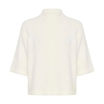 10509092 KAFFE Damski sweter Half Sleeves High Neck Cropped Length Fuzzy Knit, kreda, XL 10509092 KAFFE Damski sweter Half Sleeves High Neck Cropped Length Fuzzy Knit, kreda, XL
