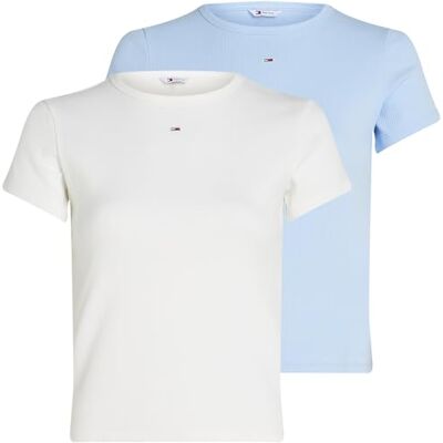 DW0DW21430 Tommy Jeans Damska koszulka TJW 2PACK SLIM ESSENTIAL RIB SS S/S, Multi, XXS, Multi (Ecru/Sweet Blue), XXS DW0DW21430 Tommy Jeans Damska koszulka TJW 2PACK SLIM ESSENTIAL RIB SS S/S, Multi, XXS, Multi (Ecru/Sweet Blue), XXS