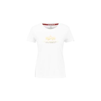 196051FP-590 Alpha Industries New Basic T Wmn Foil Print T-Shirt dla kobiet White/Yellow Gold 196051FP-590 Alpha Industries New Basic T Wmn Foil Print T-Shirt dla kobiet White/Yellow Gold