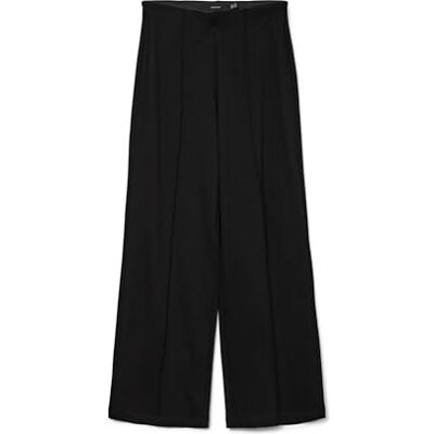 10302937 VERO MODA VMEVA HW Wide Pull ON Pant TS, czarny, (XL) W / 32L 10302937 VERO MODA VMEVA HW Wide Pull ON Pant TS, czarny, (XL) W / 32L