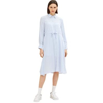 1035232 TOM TAILOR Damski sukienka , 31403 Blue White Thin Stripe, 36 1035232 TOM TAILOR Damski sukienka , 31403 Blue White Thin Stripe, 36