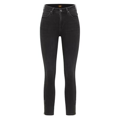 112365074 Lee Dżinsy damskie Scarlett High Zip, wysoki stan, skinny cropped fit, obcisłe nogawki, True To Black, 28W / 29L 112365074 Lee Dżinsy damskie Scarlett High Zip, wysoki stan, skinny cropped fit, obcisłe nogawki, True To Black, 28W / 29L