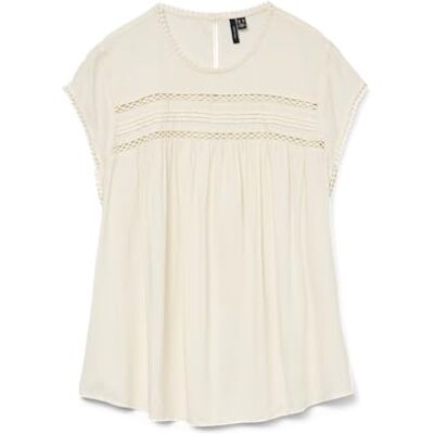 10265858 VERO MODA VMDEBBIE Pleat S/L Top WVN GA Curve NOOS bluzka damska, Snow White, 52 10265858 VERO MODA VMDEBBIE Pleat S/L Top WVN GA Curve NOOS bluzka damska, Snow White, 52