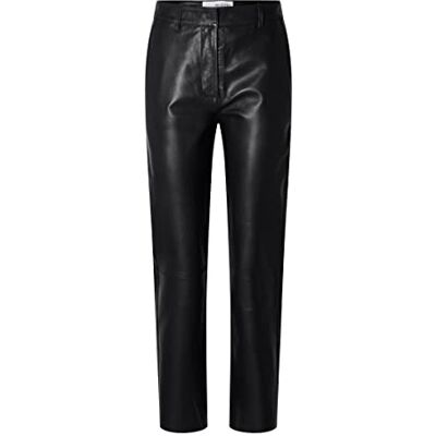 16086175 SELECTED FEMME Damskie spodnie skórzane Tapered, czarny, 36 16086175 SELECTED FEMME Damskie spodnie skórzane Tapered, czarny, 36