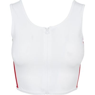 TB1895-01303 Urban Classics Damska bluza z suwakiem na zamek błyskawiczny, wielokolorowy (White/Firered/Navy 01303), S TB1895-01303 Urban Classics Damska bluza z suwakiem na zamek błyskawiczny, wielokolorowy (White/Firered/Navy 01303), S