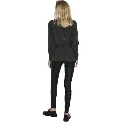 10580137-100771-XL Kaffe Curve Plus Size damski kardigan z dekoltem w serek Fastening Regular Fit dla kobiet, Ciemnoszary melanż, XL duże rozmiary 10580137-100771-XL Kaffe Curve Plus Size damski kardigan z dekoltem w serek Fastening Regular Fit dla kobiet, Ciemnoszary melanż, XL duże rozmiary