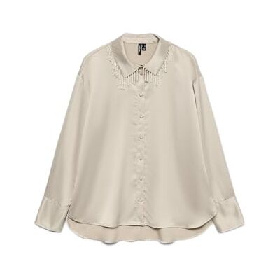 10335353-4857075 Vmmerle Pearl Ls Shirt WVN Ga, Kamie? Pumeksowy, M 10335353-4857075 Vmmerle Pearl Ls Shirt WVN Ga, Kamie? Pumeksowy, M