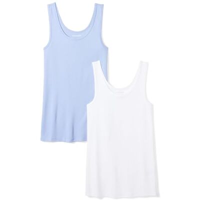 WAE45056SP18-Pur-XS Amazon Essentials Damskie Koszulka typu tank slim fit, 2-Pack, Biały/Fioletowy, XS WAE45056SP18-Pur-XS Amazon Essentials Damskie Koszulka typu tank slim fit, 2-Pack, Biały/Fioletowy, XS