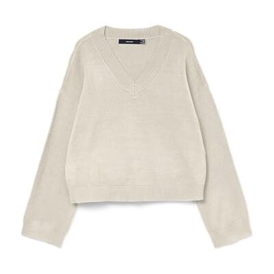 10332195-4901349 VERO MODA Vmgold Art Ls dekolt w serek sweter, brzoza, S 10332195-4901349 VERO MODA Vmgold Art Ls dekolt w serek sweter, brzoza, S