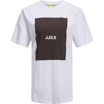12204837 JACK & JONES Damska koszulka Jjxx Jxamber Ss Relaxed Tee Noos, Bright White/Print:demitasse Square, S 12204837 JACK & JONES Damska koszulka Jjxx Jxamber Ss Relaxed Tee Noos, Bright White/Print:demitasse Square, S