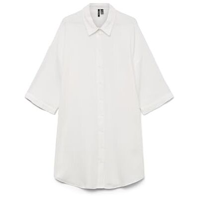 10279688 VERO MODA Women's VMNATALI 3/4 Long Overshirt NOOS sukienka, śnieżna biel, L, Snow White, L 10279688 VERO MODA Women's VMNATALI 3/4 Long Overshirt NOOS sukienka, śnieżna biel, L, Snow White, L