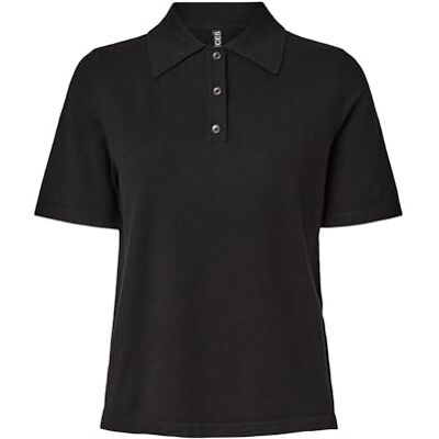 17161604-4870432 Pcorina Ss Polo Knit Pwp Bc, czarny, S 17161604-4870432 Pcorina Ss Polo Knit Pwp Bc, czarny, S