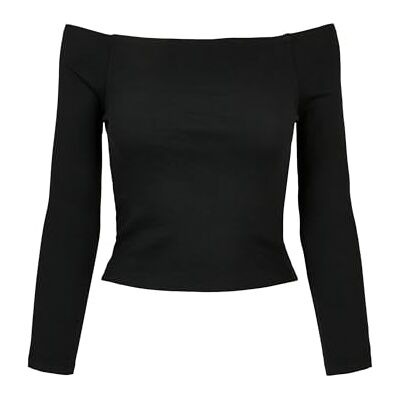TB4731 Urban Classics Damska koszulka z długim rękawem Ladies Off Shoulder Rib Longsleeve T-Shirt, czarna, XS TB4731 Urban Classics Damska koszulka z długim rękawem Ladies Off Shoulder Rib Longsleeve T-Shirt, czarna, XS