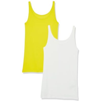 P_AE1108_S2-WLeen-X-Large Amazon Essentials Damski tank top z cienkim paskiem, 2 sztuki, limonkowo-biały, XL P_AE1108_S2-WLeen-X-Large Amazon Essentials Damski tank top z cienkim paskiem, 2 sztuki, limonkowo-biały, XL