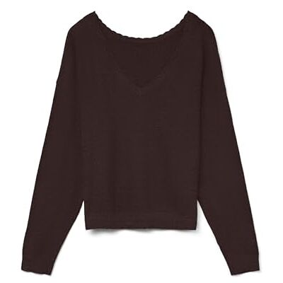10331841-4861321 VERO MODA Vmmarina Ls 2-Way V-Neck sweter Noos, Tort czekoladowy, M 10331841-4861321 VERO MODA Vmmarina Ls 2-Way V-Neck sweter Noos, Tort czekoladowy, M