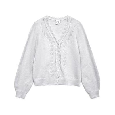 10335263-4900941 VERO MODA Vmlya Ls dekolt w serek kardigan Btq, jasnoszary melanżowy, M 10335263-4900941 VERO MODA Vmlya Ls dekolt w serek kardigan Btq, jasnoszary melanżowy, M