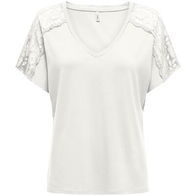15302877 ONLY Damska koszulka Onlmoster S/S V-Neck Lace Top JRS, Cloud Dancer, M 15302877 ONLY Damska koszulka Onlmoster S/S V-Neck Lace Top JRS, Cloud Dancer, M