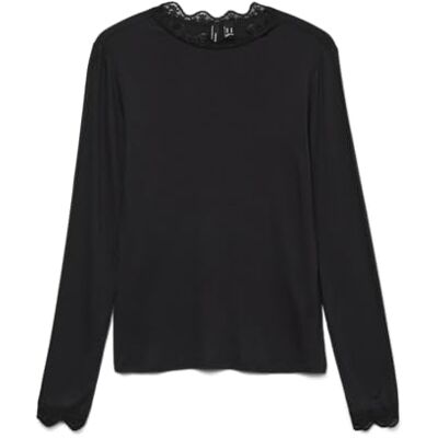 10295141 VERO MODA Bluzka damska VMROSA LS Highneck Top JRS NOOS, czarny, L 10295141 VERO MODA Bluzka damska VMROSA LS Highneck Top JRS NOOS, czarny, L