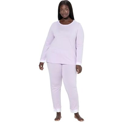 812441 Ulla Popken Piżama damska, duże rozmiary, plus size, koronka, okrągły dekolt, długi rękaw 812441 Ulla Popken Piżama damska, duże rozmiary, plus size, koronka, okrągły dekolt, długi rękaw