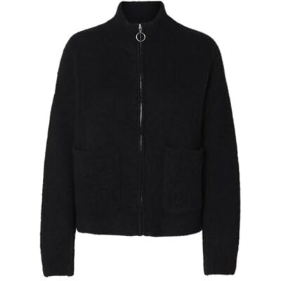16091220_Black SELECTED FEMME Damska kurtka z dzianiny Zip-up, czarny, S 16091220_Black SELECTED FEMME Damska kurtka z dzianiny Zip-up, czarny, S
