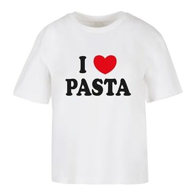 MST132 Miss Tee Damska koszulka Pasta LOVE Tee, luźna koszulka z nadrukiem, oversize fit, bawełna, koszulka z nadrukiem, biały, S MST132 Miss Tee Damska koszulka Pasta LOVE Tee, luźna koszulka z nadrukiem, oversize fit, bawełna, koszulka z nadrukiem, biały, S