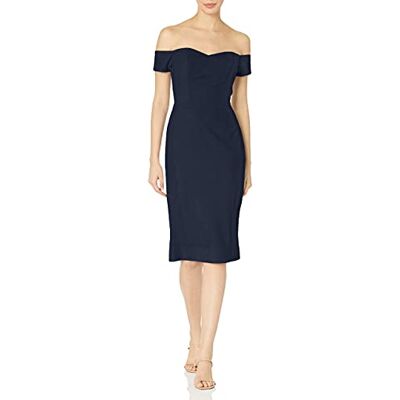 1705-3053-456-M Dress the Population Damska sukienka Bailey Off The Shoulder Sweetheart Bodycon Midi Sheath Dress, niebieski (midnight blue), M 1705-3053-456-M Dress the Population Damska sukienka Bailey Off The Shoulder Sweetheart Bodycon Midi Sheath Dress, niebieski (midnight blue), M