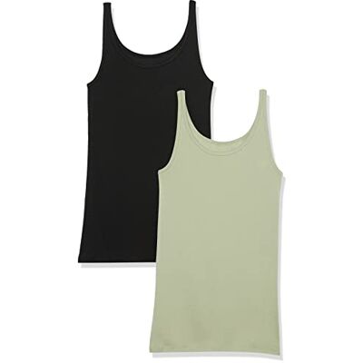 P_AE1108_S2-BLLSG-X-Large Amazon Essentials Damski tank top z cienkim paskiem, 2 sztuki, czarny/jasnozielony (Sage Green), XL P_AE1108_S2-BLLSG-X-Large Amazon Essentials Damski tank top z cienkim paskiem, 2 sztuki, czarny/jasnozielony (Sage Green), XL