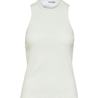 16088726 SELECTED FEMME Damski tank top prążkowany, Snow White, S 16088726 SELECTED FEMME Damski tank top prążkowany, Snow White, S