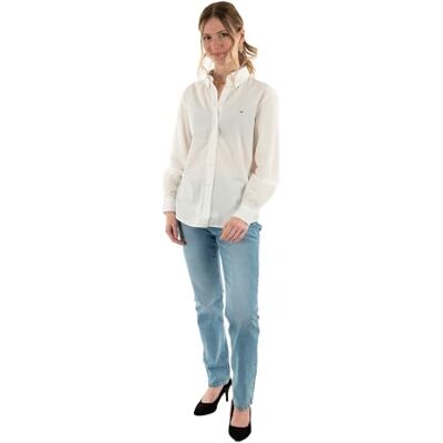 DW0DW20290 Tommy Jeans Damska koszula TJW REG PINSTRIPE POPLIN L/S Shirt, biała, L, Biały (Ecru), L DW0DW20290 Tommy Jeans Damska koszula TJW REG PINSTRIPE POPLIN L/S Shirt, biała, L, Biały (Ecru), L