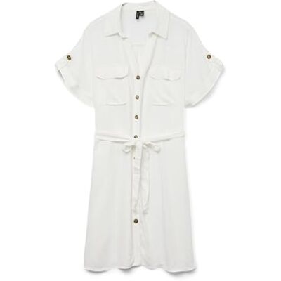 10325828-4691023 Vmbumpy Ss Short Shirt Dress WVN Ga Noos, Snow White, S 10325828-4691023 Vmbumpy Ss Short Shirt Dress WVN Ga Noos, Snow White, S