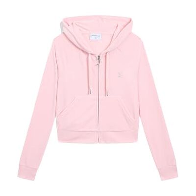 JCWA122001 Juicy Couture Damska bluza z kapturem Madison Kapuzensweatjacke, Sweatjacke Mit Kapuze Und Reißverschluss Aus Velour w różnych kolorach Bluza z kapturem, Kwiat Migdałowca, XS JCWA122001 Juicy Couture Damska bluza z kapturem Madison Kapuzensweatjacke, Sweatjacke Mit Kapuze Und Reißverschluss Aus Velour w różnych kolorach Bluza z kapturem, Kwiat Migdałowca, XS