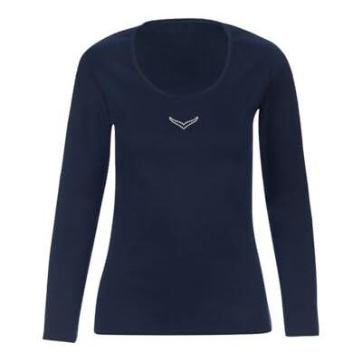502511-046 Trigema Langarmshirt mit Swarovski Kristallen Koszulka z długim rękawem Damska, Niebieski (Granatowy 046), M 502511-046 Trigema Langarmshirt mit Swarovski Kristallen Koszulka z długim rękawem Damska, Niebieski (Granatowy 046), M